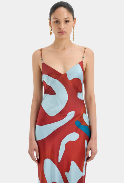 Sir the Label Frankie Slip Dress in Ruby Reflection